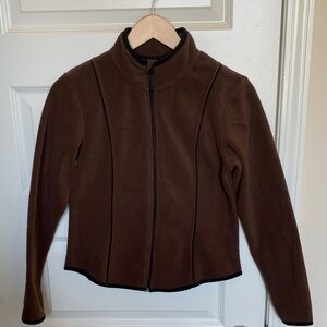Brown Women's Fleece Jacket with black piping